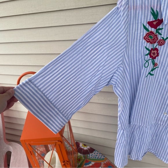 Chelsea Studio Striped Embroidered Tunic Top Size 1X (22/24) - Picture 8 of 11